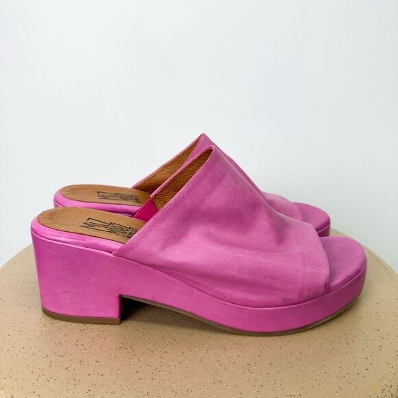 Miz Mooz Women’s Gwen Pink Supple Leather Chunky Platform Open Toe Sandal - Picture 3 of 11
